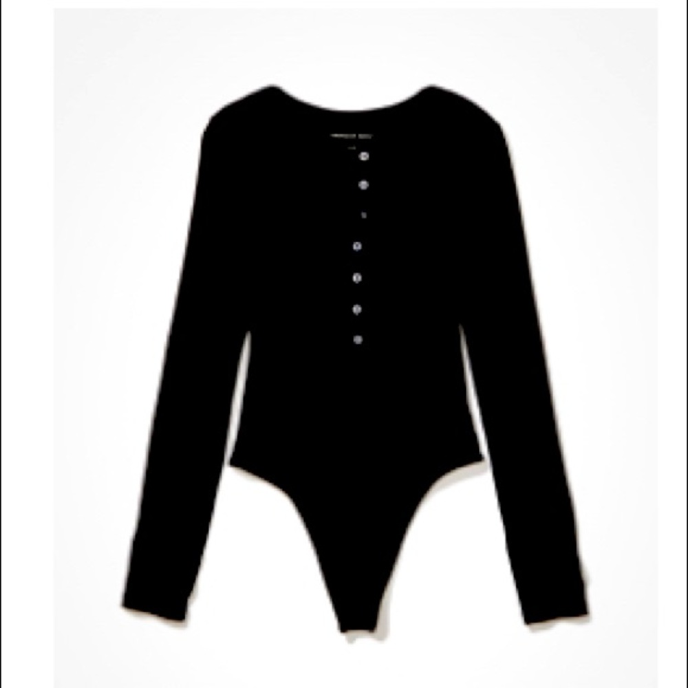 american eagle black ribbed bodysuit
